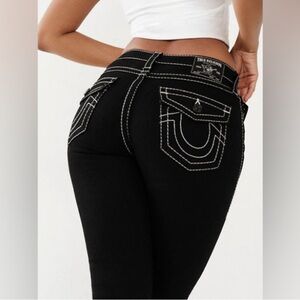 True Religion Billie Mid Rise Straight Big T Stitch